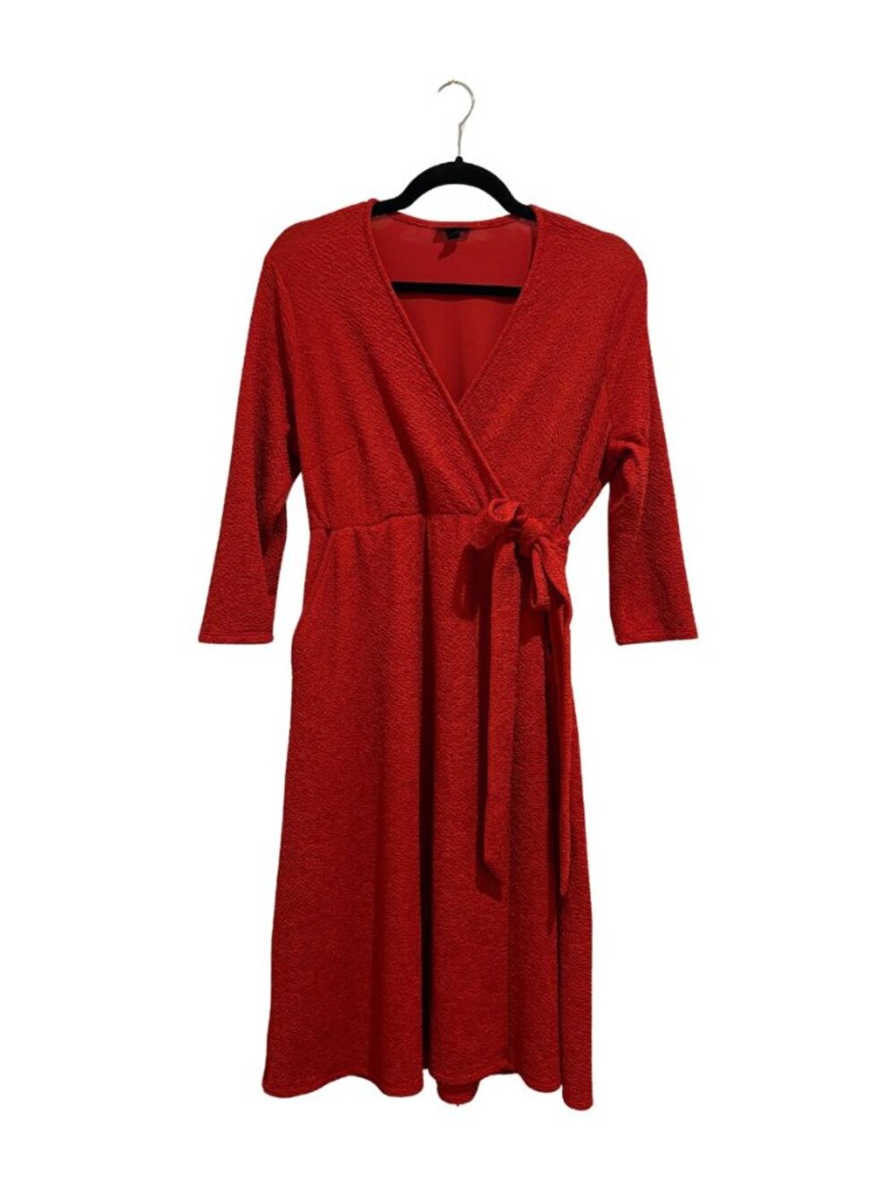 Torrid Red Faux Wrap Tie Waist Midi Dress Size 00